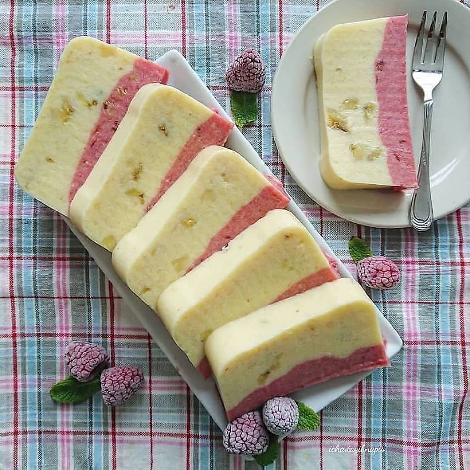 Resep dan cara membuat puding Banana & Raspeberry Bread